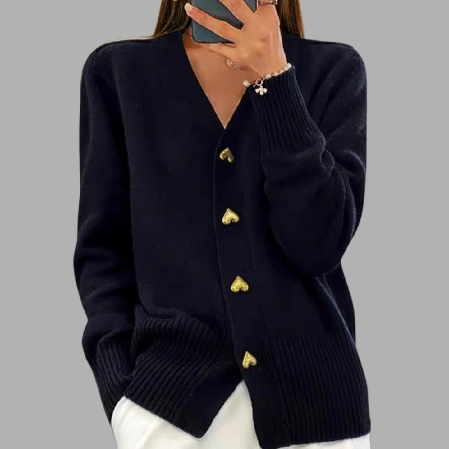 Ulla | Premium strikket vest med hjerteknapper