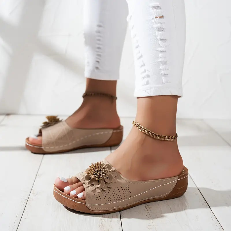 Thea | Elegant Floral Orthopediske Sandaler