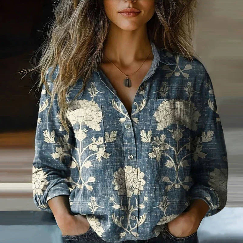 Nanna | Retro Blomstertrykk Bluse
