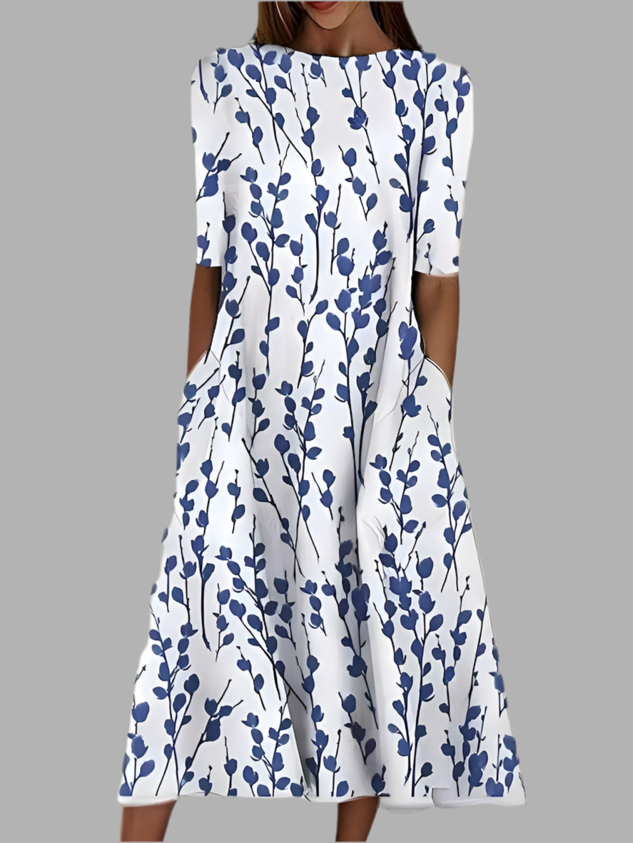 Eilov | A-Linje Kjole Med Kunstnerisk Bladtrykk