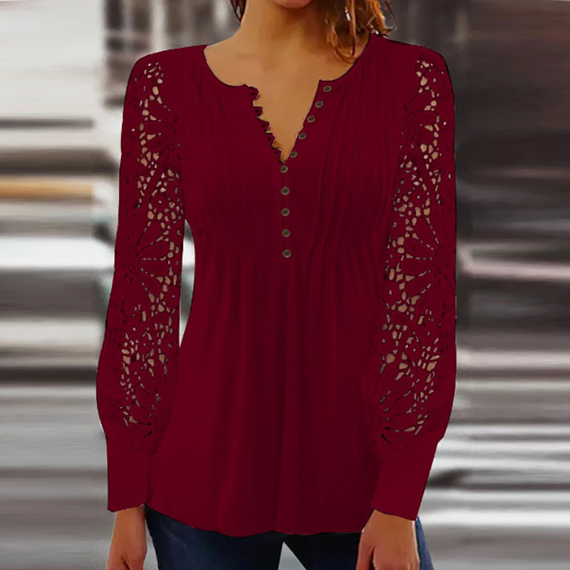 Marianne | Sofistikert Bluse med Lange Ermer