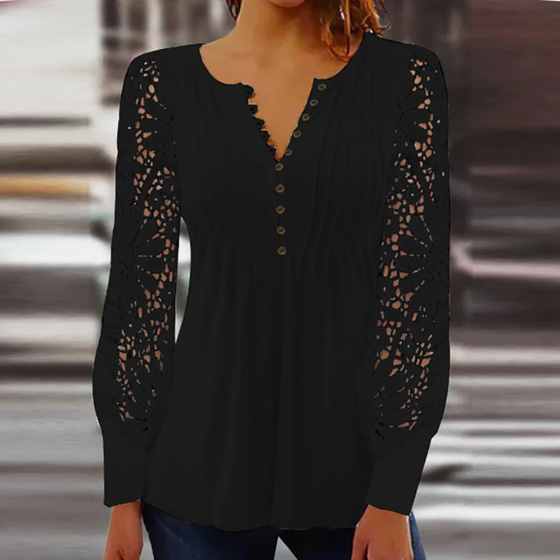 Marianne | Sofistikert Bluse med Lange Ermer