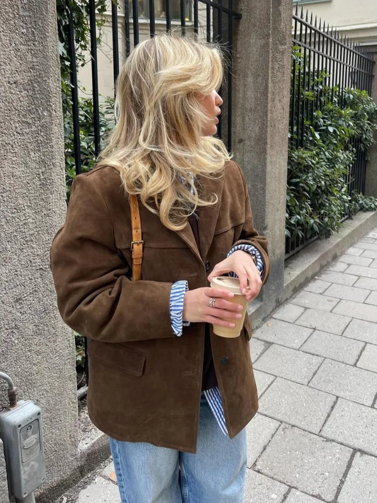 Therese | Brun Korte Jakke for Kvinner