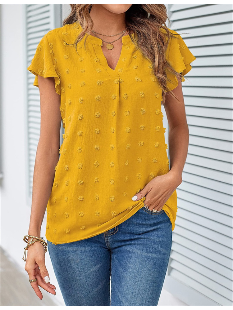Kari | Chic Patchwork Bluse med Volanger