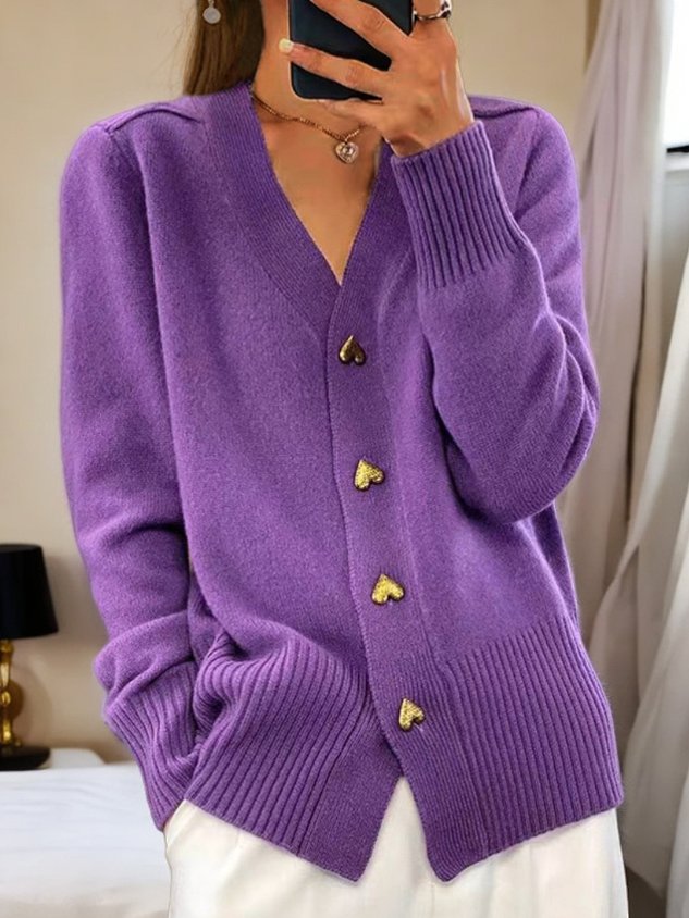 Ulla | Premium strikket vest med hjerteknapper