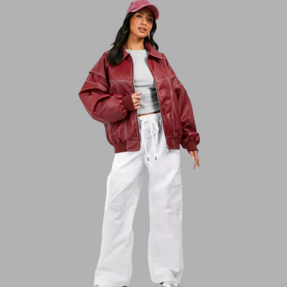 Marja | Plus Size Casual Bomberjakke med Broderidetaljer