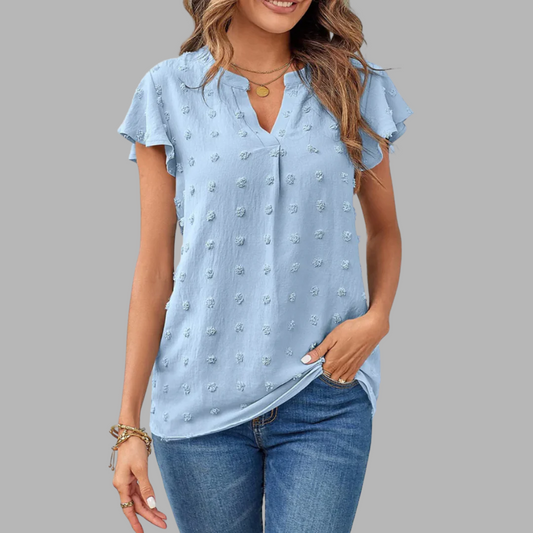 Kari | Chic Patchwork Bluse med Volanger