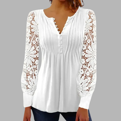 Marianne | Sofistikert Bluse med Lange Ermer
