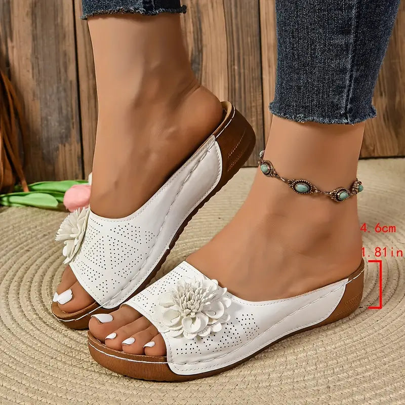 Thea | Elegant Floral Orthopediske Sandaler