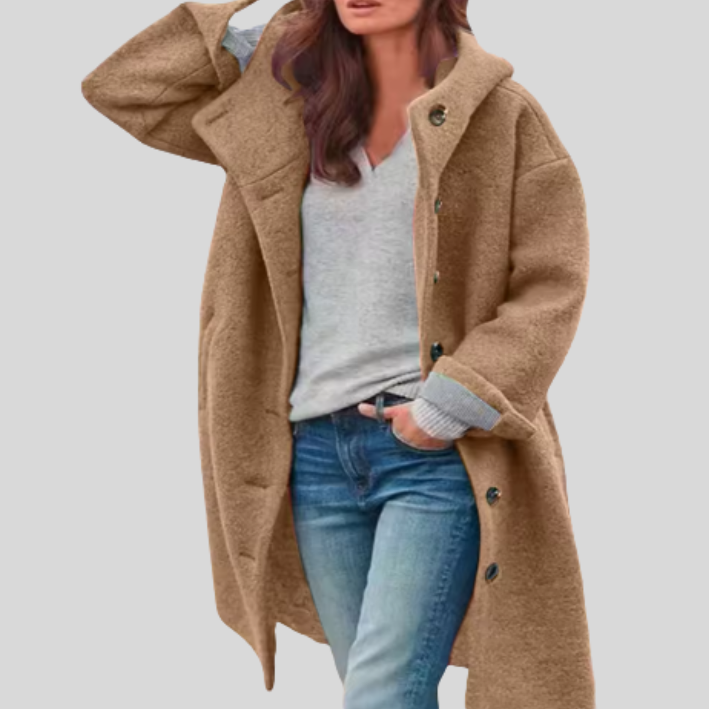 Britt | Jakke med knapper og hette