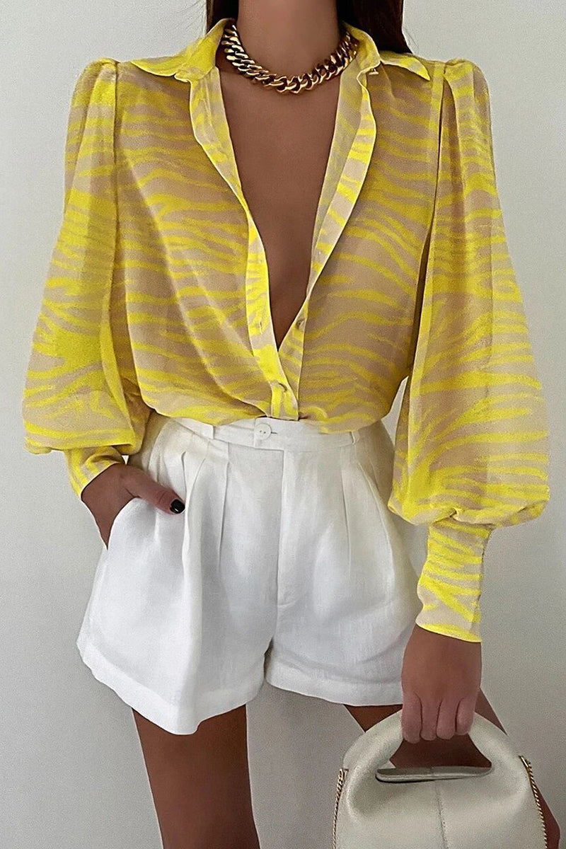 Bodil | Floral Puff Sleeve Bluse for Kvinner