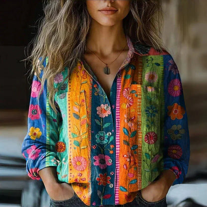 Nanna | Retro Blomstertrykk Bluse