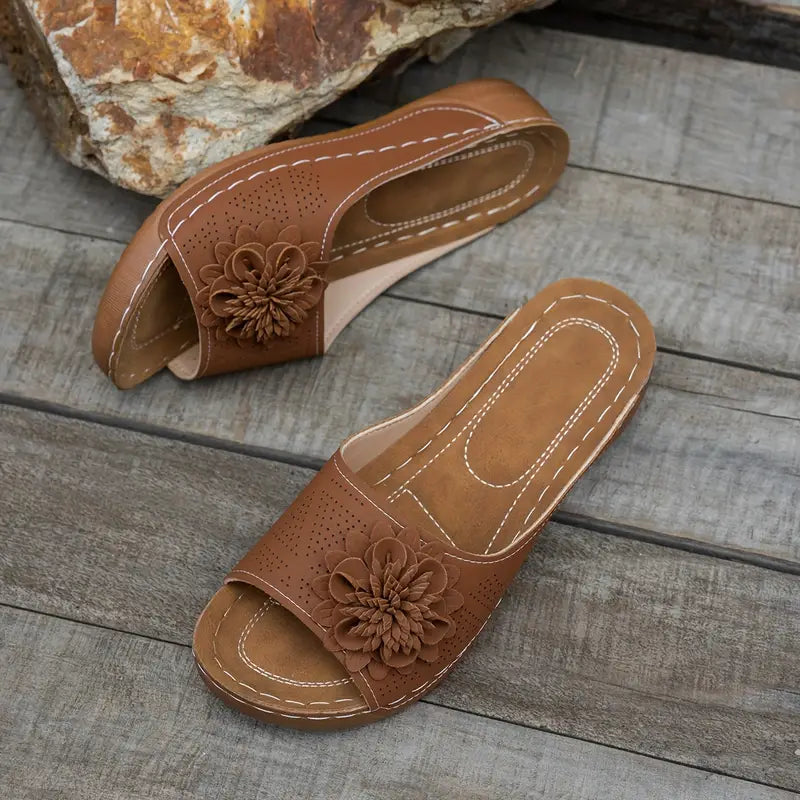 Thea | Elegant Floral Orthopediske Sandaler