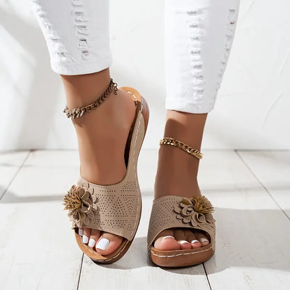 Thea | Elegant Floral Orthopediske Sandaler