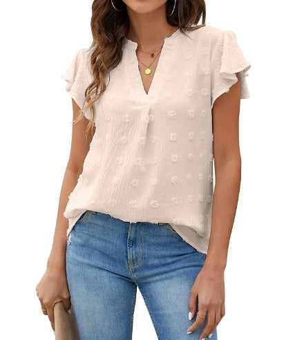 Kari | Chic Patchwork Bluse med Volanger
