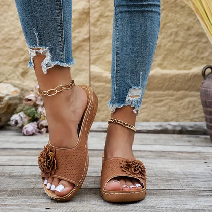 Thea | Elegant Floral Orthopediske Sandaler