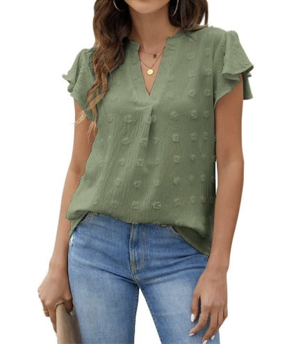 Kari | Chic Patchwork Bluse med Volanger