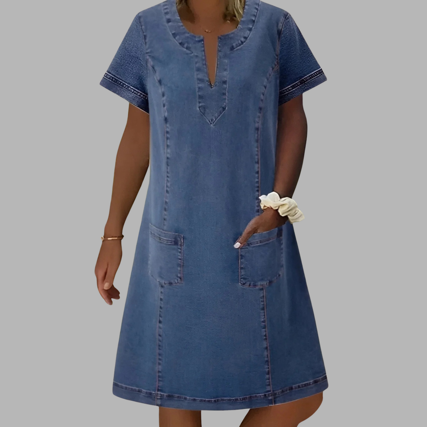 Rebekka | Uformell denimstil kjole med lommer