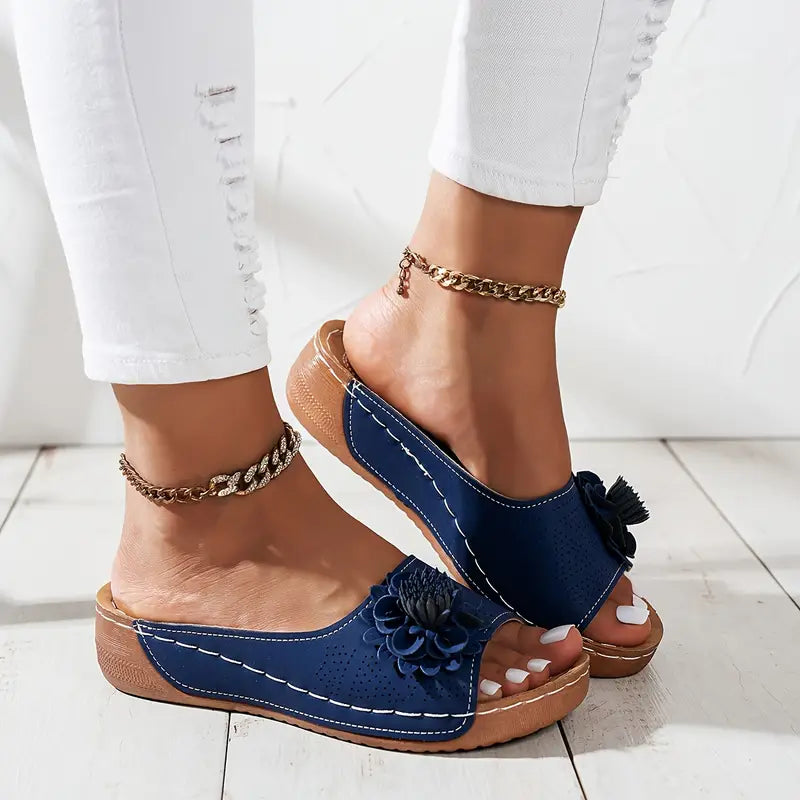 Thea | Elegant Floral Orthopediske Sandaler
