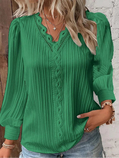 Cathrine | Bluse med Lange Ermer og V-Hals