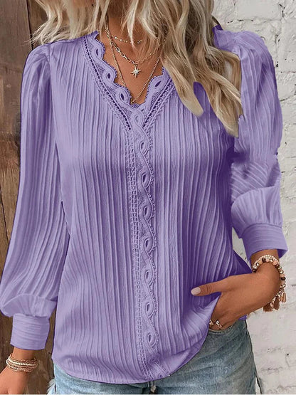 Cathrine | Bluse med Lange Ermer og V-Hals