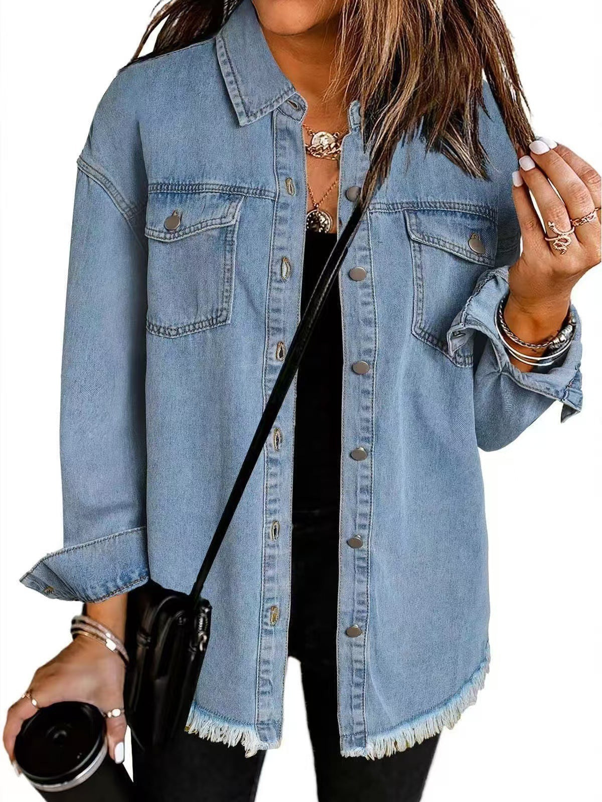 Laila |  Langermet denimjakke med lommer