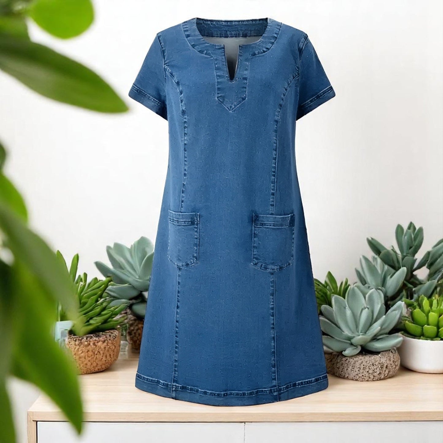 Rebekka | Uformell denimstil kjole med lommer