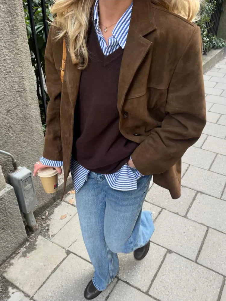 Therese | Brun Korte Jakke for Kvinner