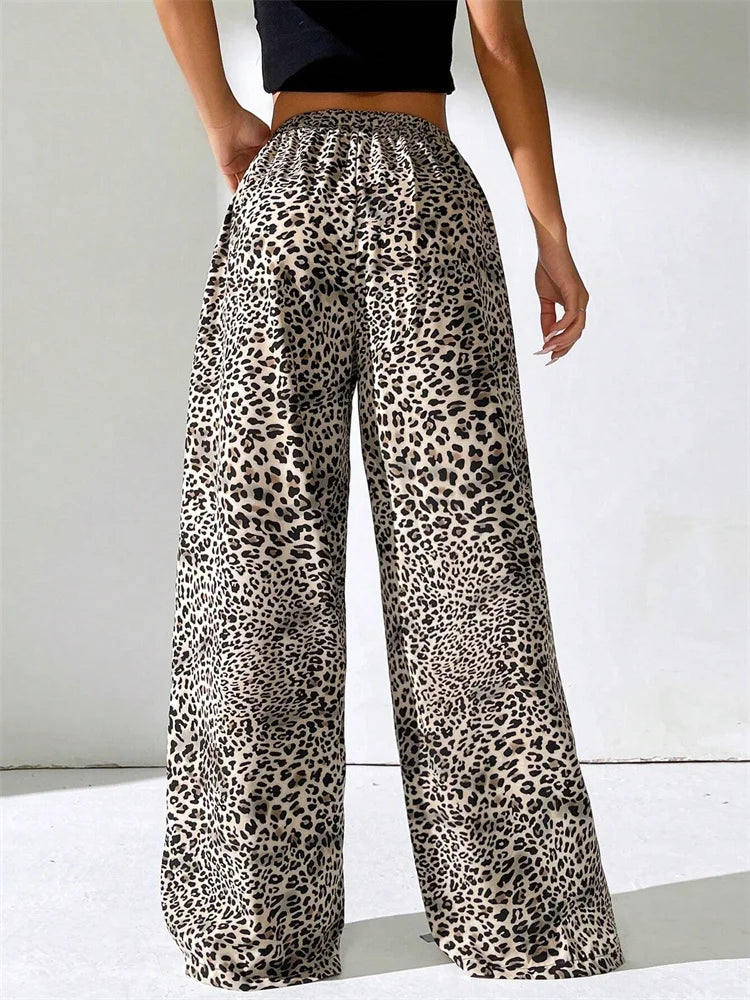 Rikke | Leopard Bredde Bukser