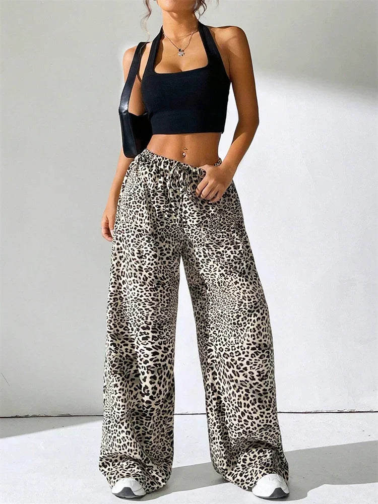 Rikke | Leopard Bredde Bukser