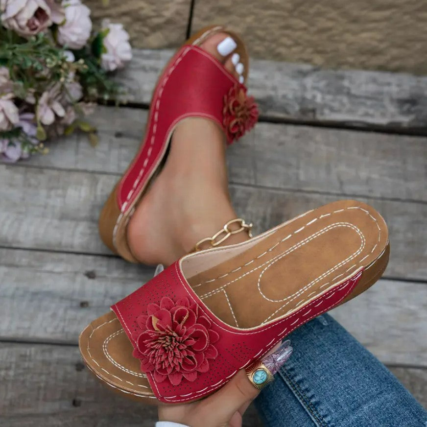 Thea | Elegant Floral Orthopediske Sandaler