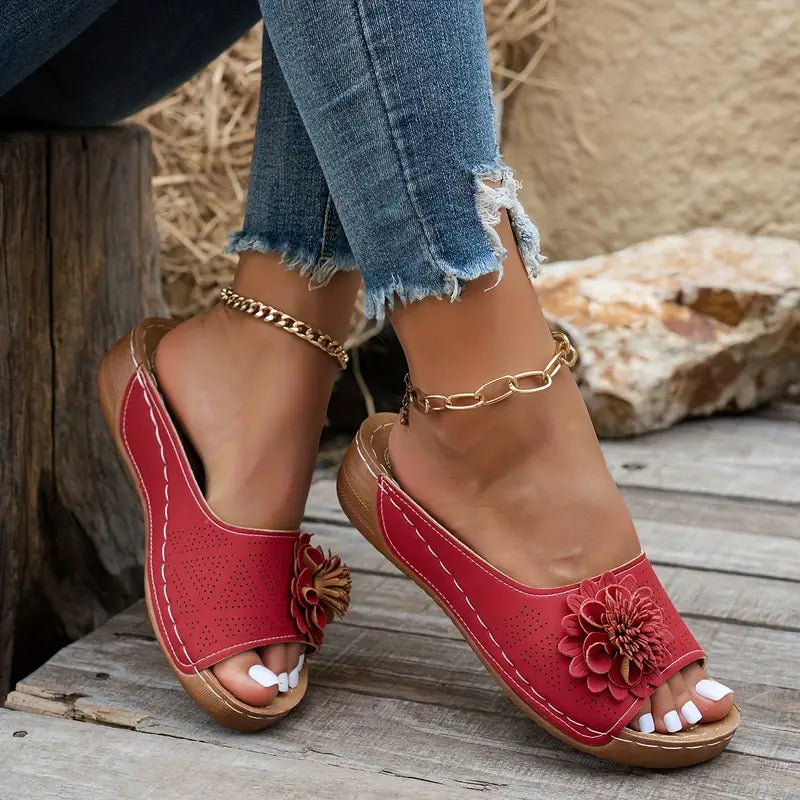 Thea | Elegant Floral Orthopediske Sandaler