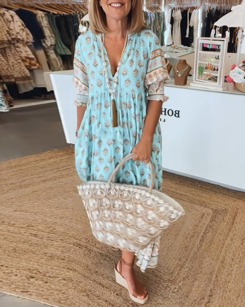 Elvira | Lantern Sleeve Bohemian Dress