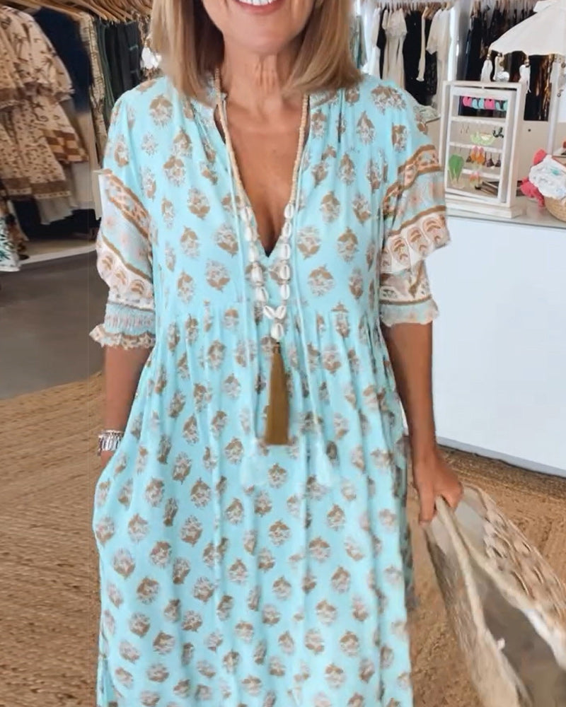 Elvira | Lantern Sleeve Bohemian Dress