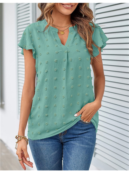 Kari | Chic Patchwork Bluse med Volanger